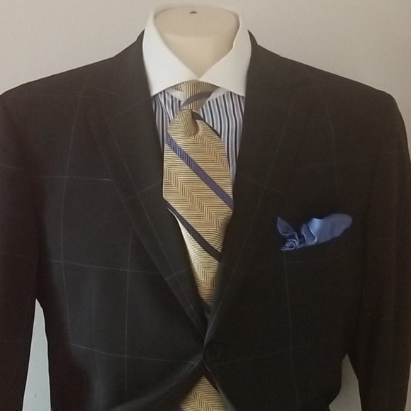 Hugo Boss Suits Blazers Hugo Boss Window Pane Flat Front Suit Size 42l Poshmark